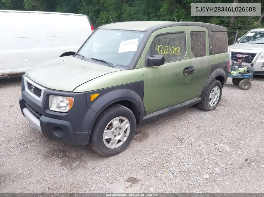 2006 Honda Element Lx VIN: 5J6YH28346L026608 Lot: 42623703