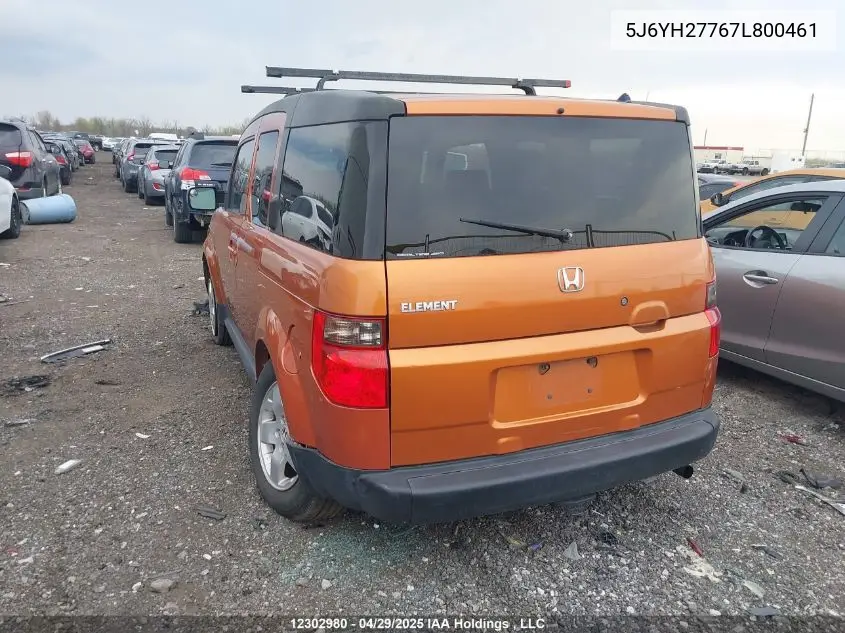 2007 Honda Element Ex VIN: 5J6YH27767L800461 Lot: 12302980