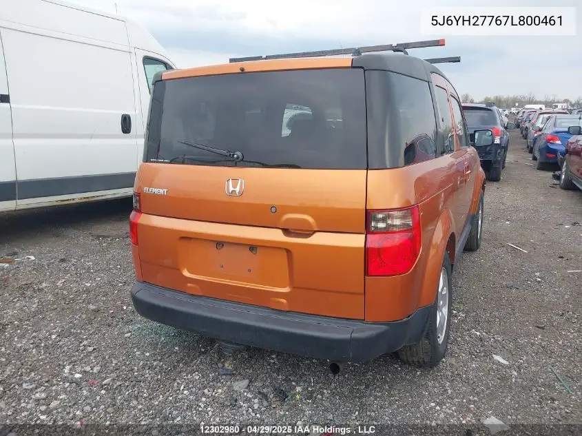 2007 Honda Element Ex VIN: 5J6YH27767L800461 Lot: 12302980