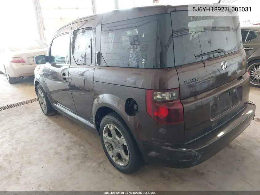 2007 Honda Element Sc VIN: 5J6YH18927L005031 Lot: 42632850