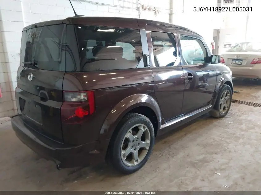 2007 Honda Element Sc VIN: 5J6YH18927L005031 Lot: 42632850