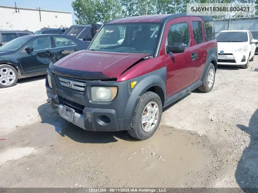 2008 Honda Element Lx VIN: 5J6YH18368L800421 Lot: 12331268X