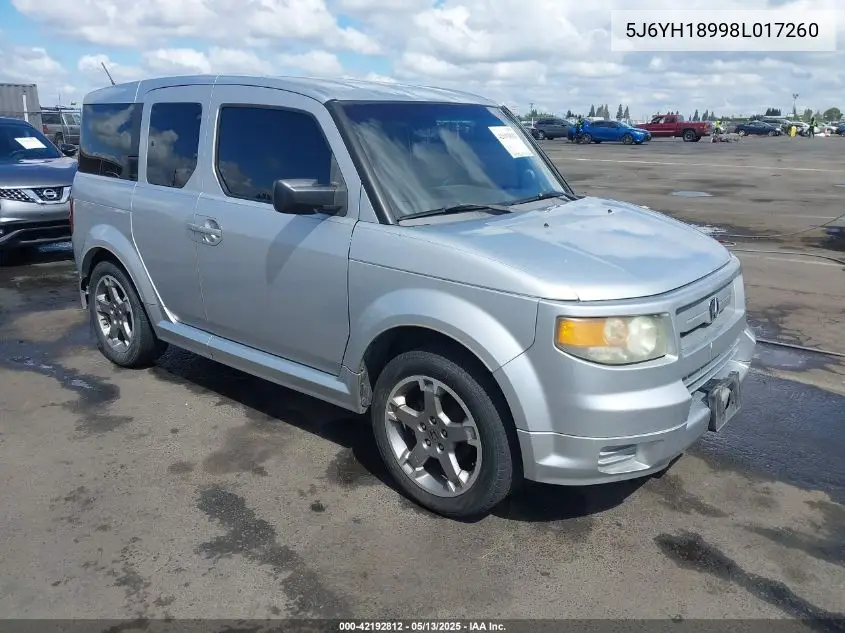 2008 Honda Element Sc VIN: 5J6YH18998L017260 Lot: 42192812