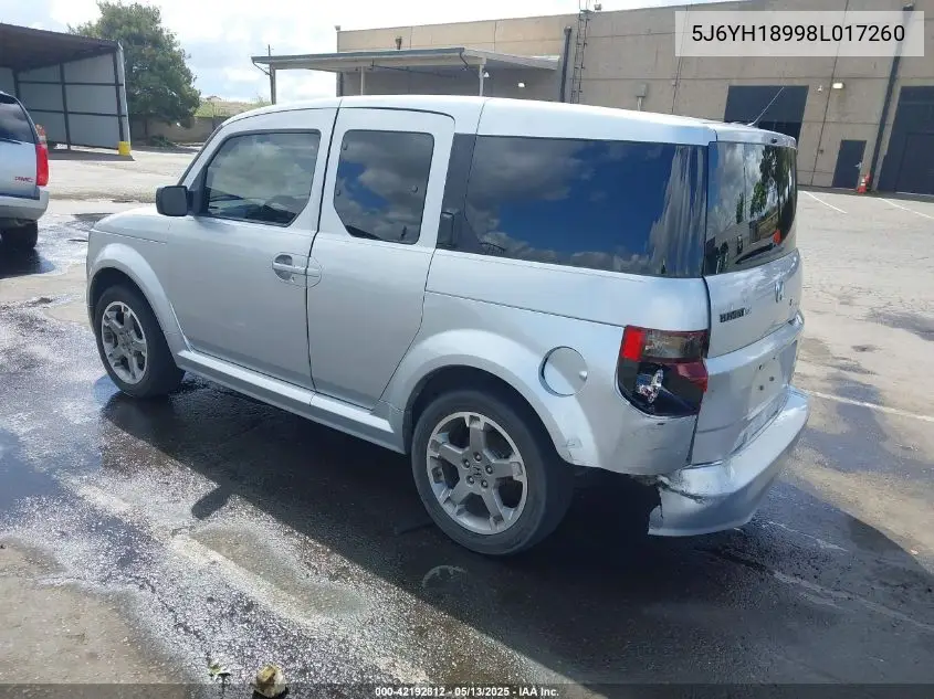 2008 Honda Element Sc VIN: 5J6YH18998L017260 Lot: 42192812