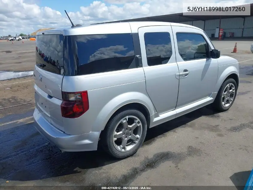 2008 Honda Element Sc VIN: 5J6YH18998L017260 Lot: 42192812