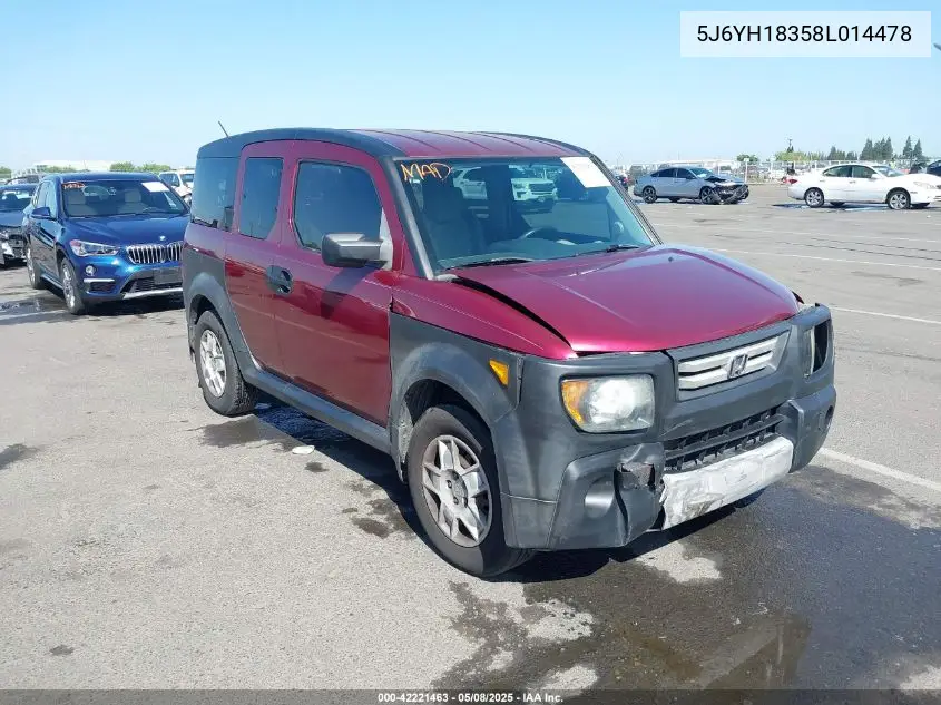 2008 Honda Element Lx VIN: 5J6YH18358L014478 Lot: 42221463