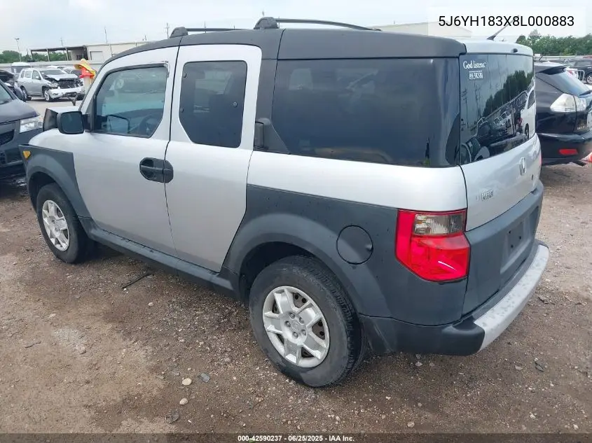 2008 Honda Element Lx VIN: 5J6YH183X8L000883 Lot: 42590237