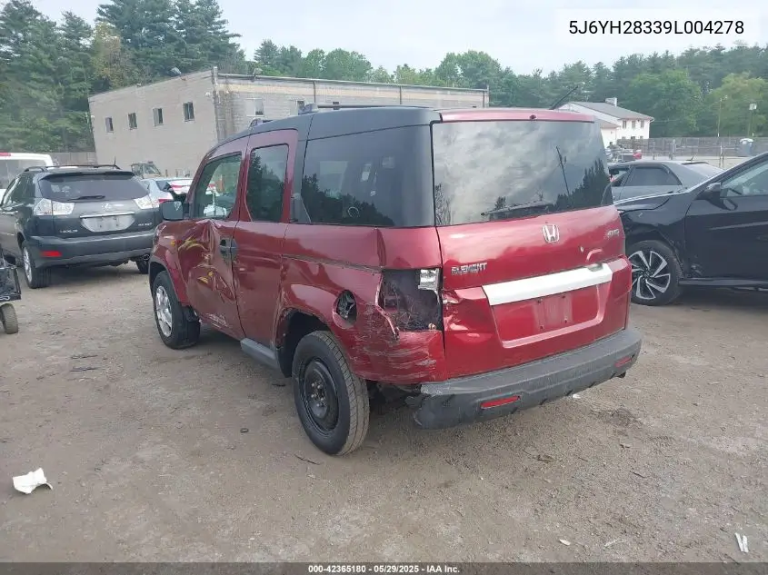 2009 Honda Element Lx VIN: 5J6YH28339L004278 Lot: 42365180