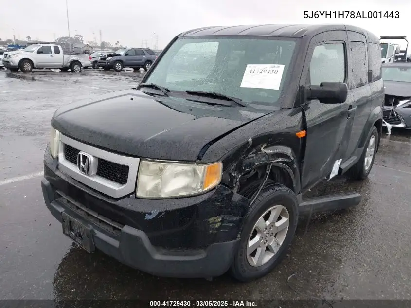 2010 Honda Element Ex VIN: 5J6YH1H78AL001443 Lot: 41729430