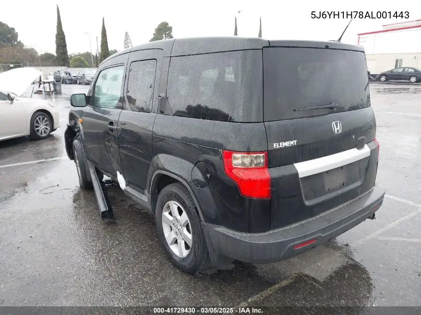 2010 Honda Element Ex VIN: 5J6YH1H78AL001443 Lot: 41729430
