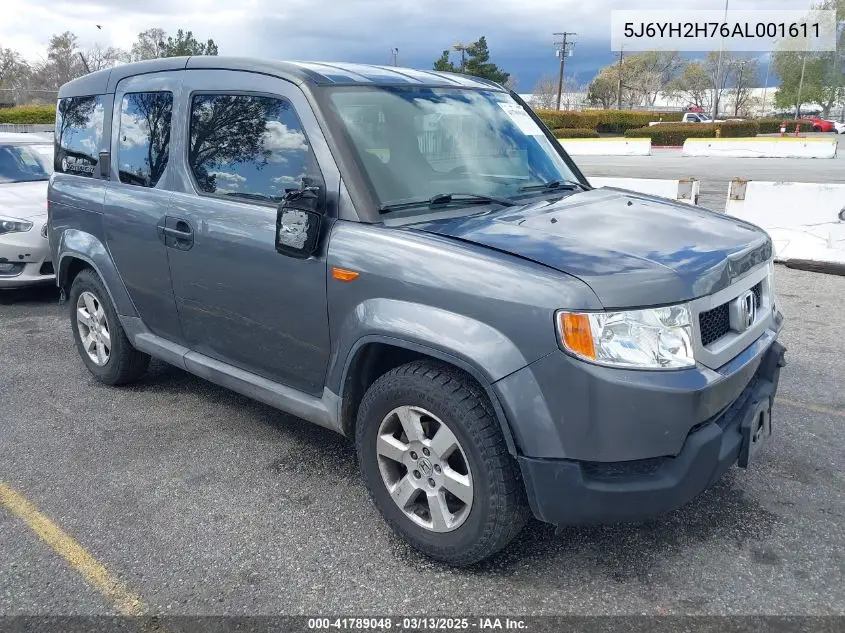 2010 Honda Element Ex VIN: 5J6YH2H76AL001611 Lot: 41789048