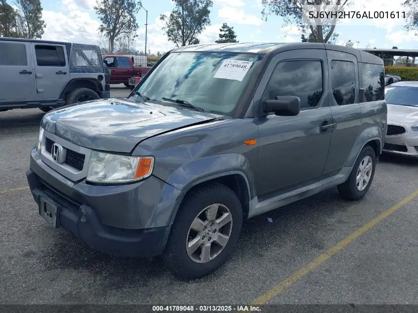 2010 Honda Element Ex VIN: 5J6YH2H76AL001611 Lot: 41789048