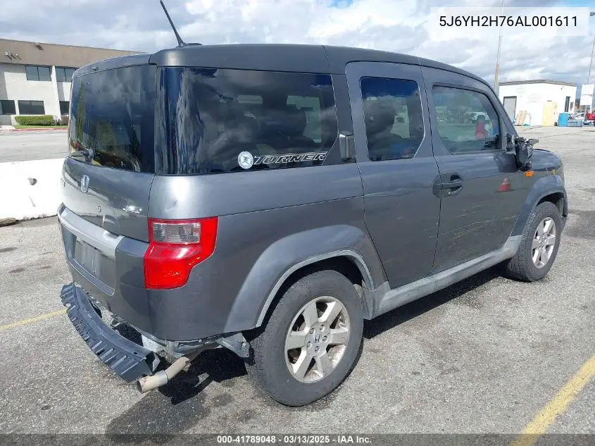 2010 Honda Element Ex VIN: 5J6YH2H76AL001611 Lot: 41789048