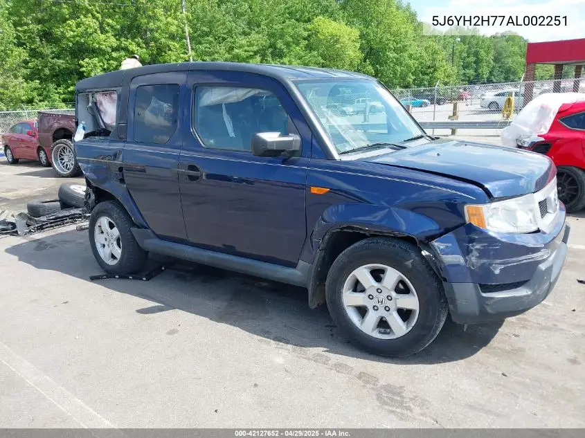 2010 Honda Element Ex VIN: 5J6YH2H77AL002251 Lot: 42127652