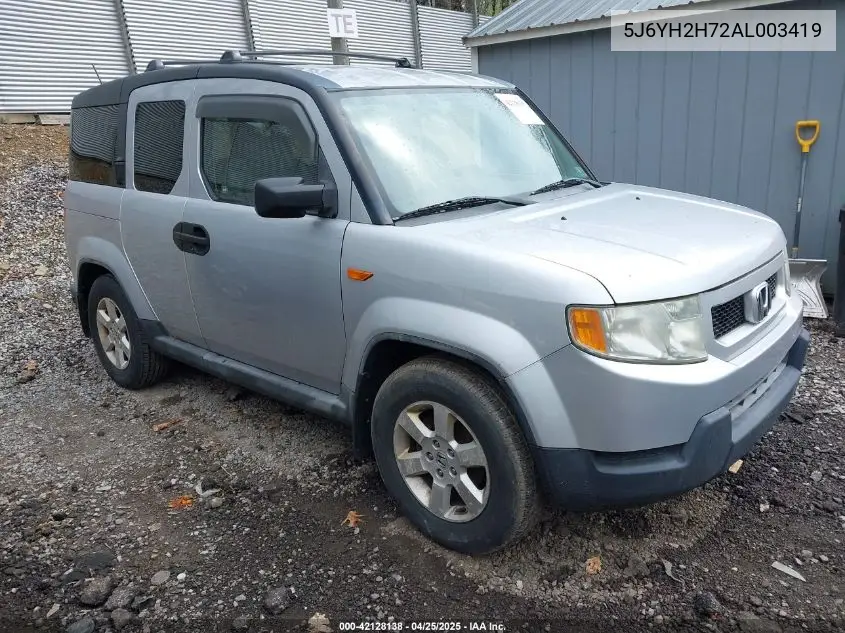 2010 Honda Element Ex VIN: 5J6YH2H72AL003419 Lot: 42128138