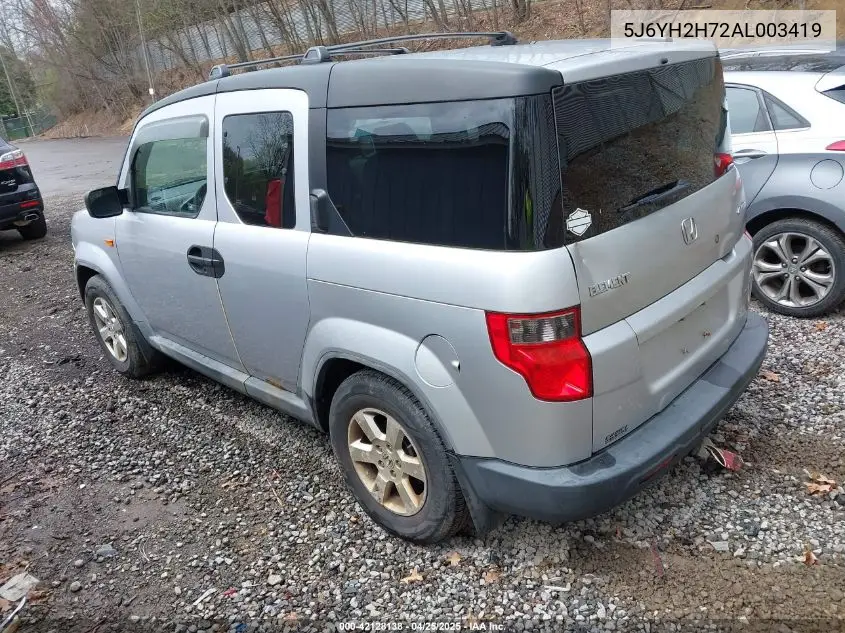 2010 Honda Element Ex VIN: 5J6YH2H72AL003419 Lot: 42128138