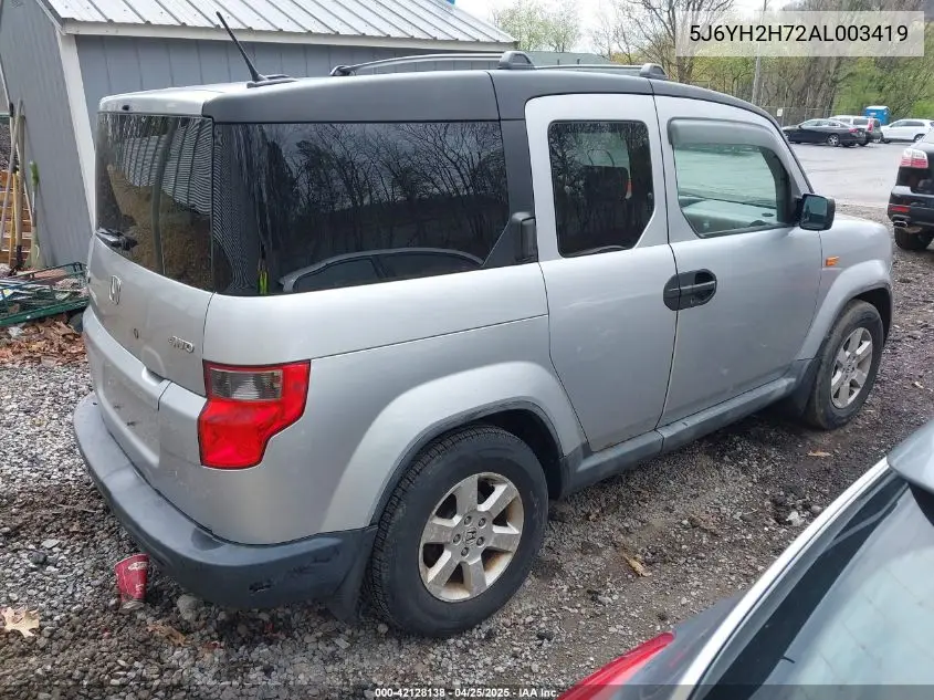 2010 Honda Element Ex VIN: 5J6YH2H72AL003419 Lot: 42128138