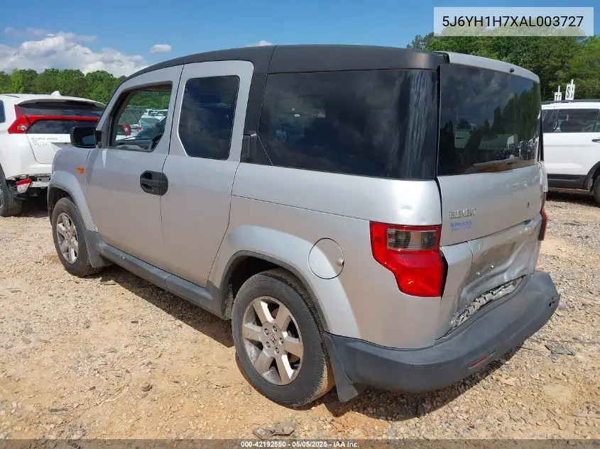 2010 Honda Element Ex VIN: 5J6YH1H7XAL003727 Lot: 42192550