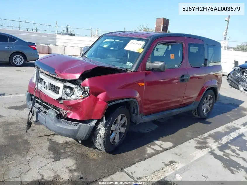 2010 Honda Element Ex VIN: 5J6YH2H76AL003679 Lot: 42312948
