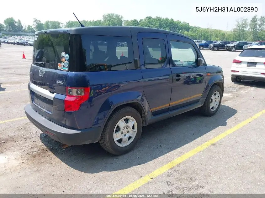 2010 Honda Element Lx VIN: 5J6YH2H31AL002890 Lot: 42439191
