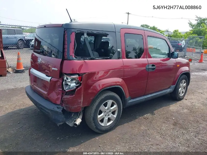 2010 Honda Element Ex VIN: 5J6YH2H77AL008860 Lot: 42472513