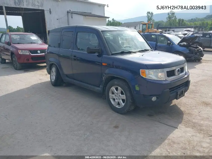 2010 Honda Element Ex VIN: 5J6YH2H78AL003943 Lot: 42583033