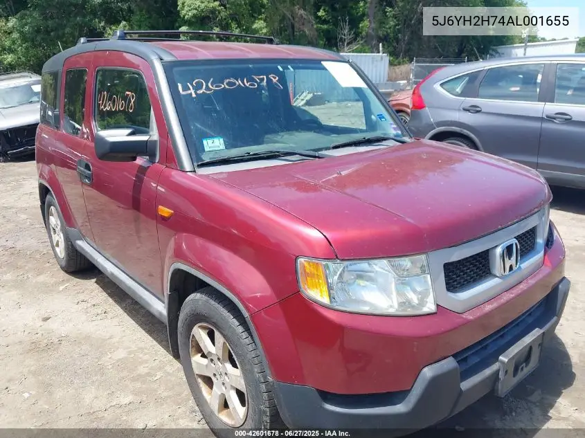 2010 Honda Element Ex VIN: 5J6YH2H74AL001655 Lot: 42601678