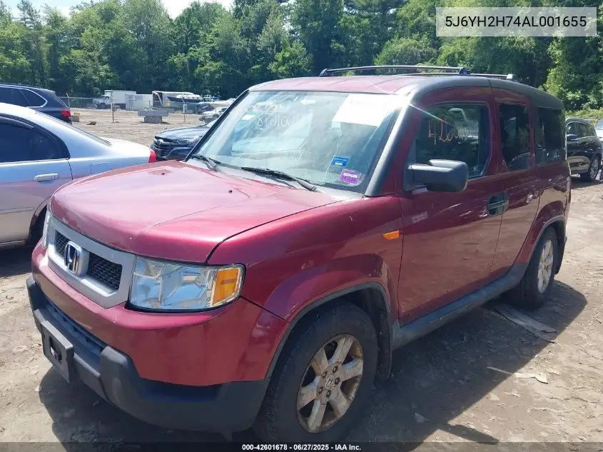 2010 Honda Element Ex VIN: 5J6YH2H74AL001655 Lot: 42601678