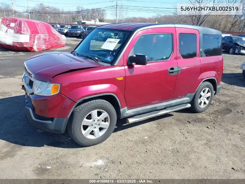 2011 Honda Element Ex VIN: 5J6YH2H7XBL002519 Lot: 41886519