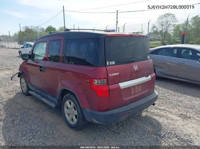 2011 Honda Element Ex VIN: 5J6YH2H72BL000019 Lot: 42073018