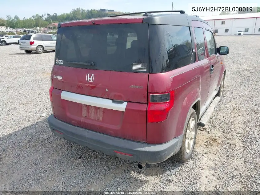 2011 Honda Element Ex VIN: 5J6YH2H72BL000019 Lot: 42073018