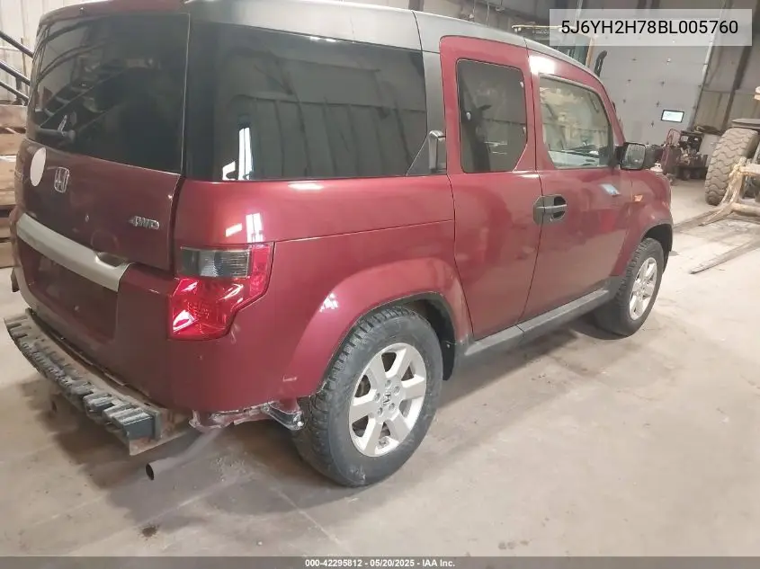 2011 Honda Element Ex VIN: 5J6YH2H78BL005760 Lot: 42295812