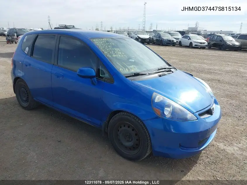2007 Honda Fit VIN: JHMGD37447S815134 Lot: 12311078
