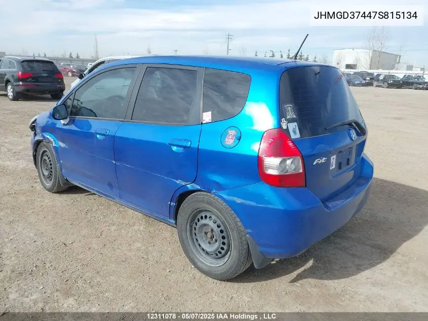 2007 Honda Fit VIN: JHMGD37447S815134 Lot: 12311078