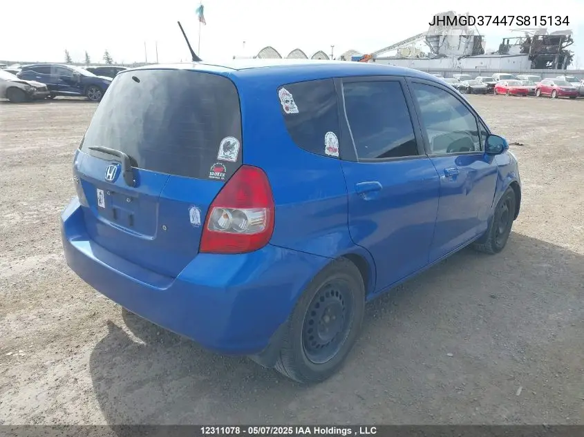 2007 Honda Fit VIN: JHMGD37447S815134 Lot: 12311078