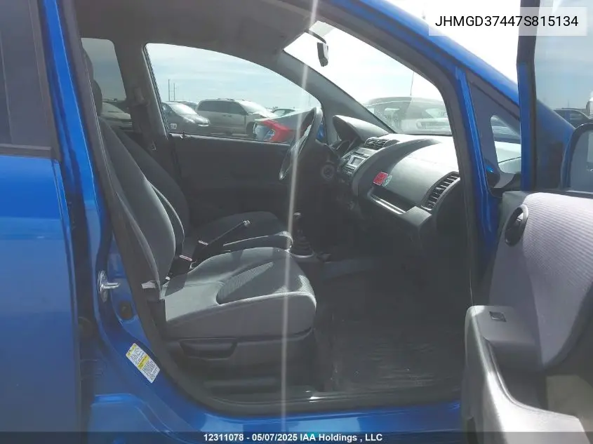 2007 Honda Fit VIN: JHMGD37447S815134 Lot: 12311078
