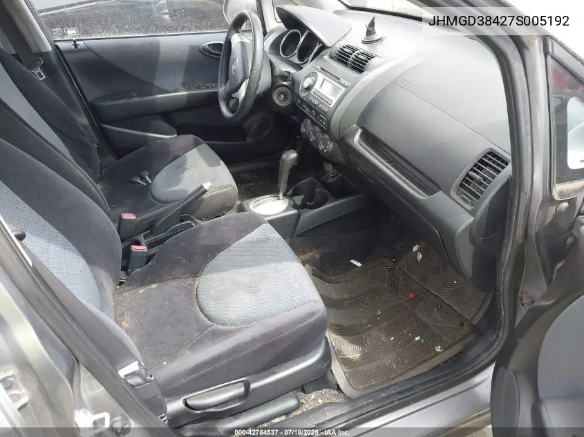2007 Honda Fit VIN: JHMGD38427S005192 Lot: 42784537