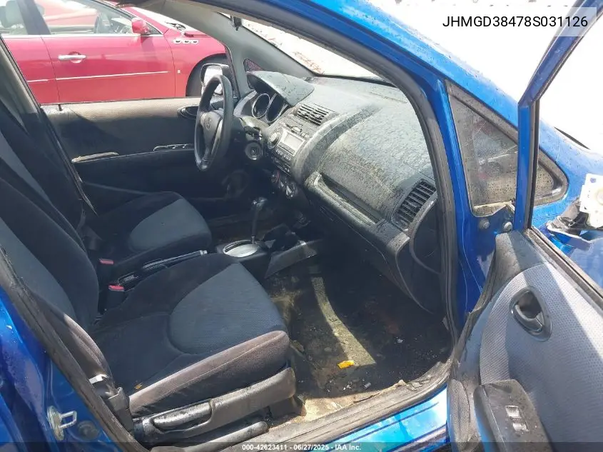 2008 Honda Fit VIN: JHMGD38478S031126 Lot: 42623411