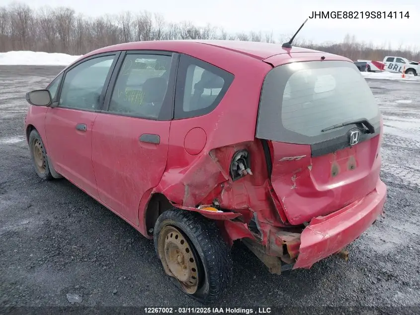 2009 Honda Fit VIN: JHMGE88219S814114 Lot: 12267002