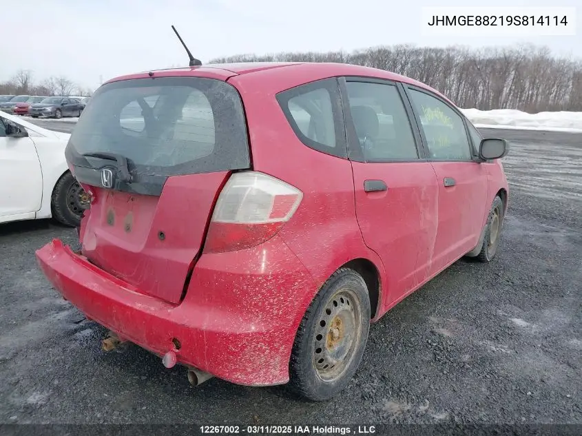2009 Honda Fit VIN: JHMGE88219S814114 Lot: 12267002