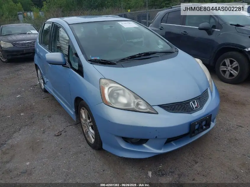 2010 Honda Fit Sport VIN: JHMGE8G44AS002281 Lot: 42551382