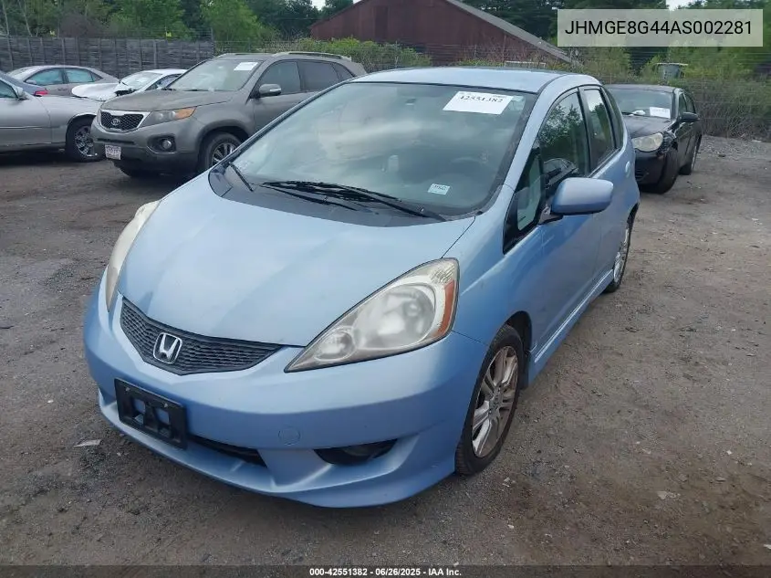 2010 Honda Fit Sport VIN: JHMGE8G44AS002281 Lot: 42551382