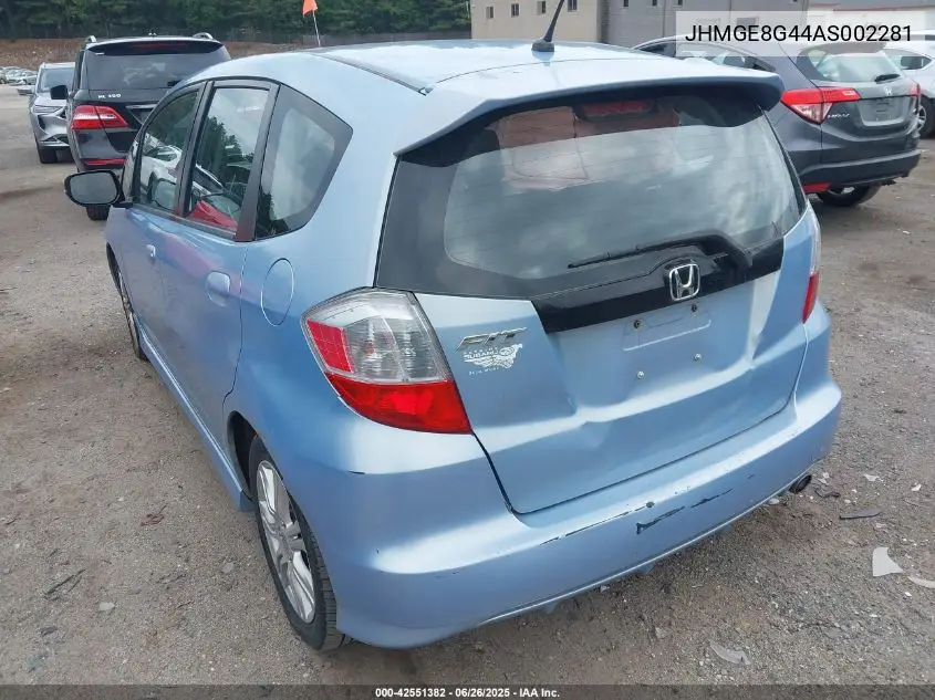 2010 Honda Fit Sport VIN: JHMGE8G44AS002281 Lot: 42551382