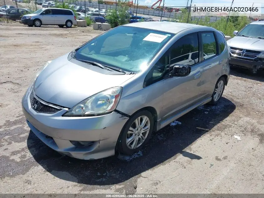 2010 Honda Fit Sport VIN: JHMGE8H46AC020466 Lot: 42592462