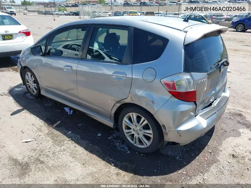 2010 Honda Fit Sport VIN: JHMGE8H46AC020466 Lot: 42592462