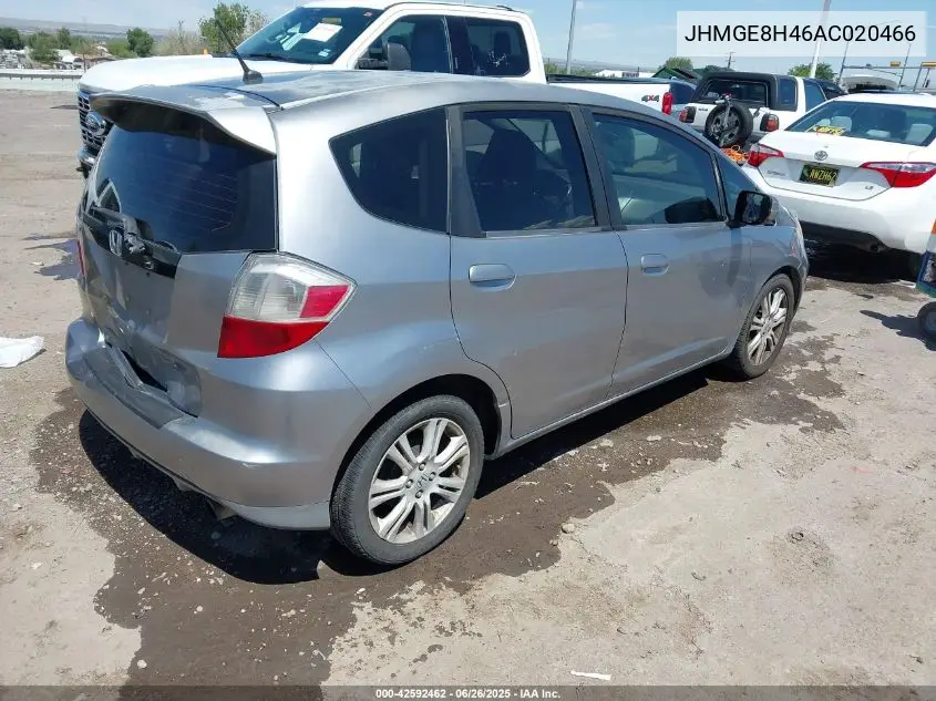 2010 Honda Fit Sport VIN: JHMGE8H46AC020466 Lot: 42592462