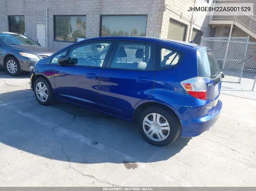 2010 Honda Fit VIN: JHMGE8H22AS001529 Lot: 42595677