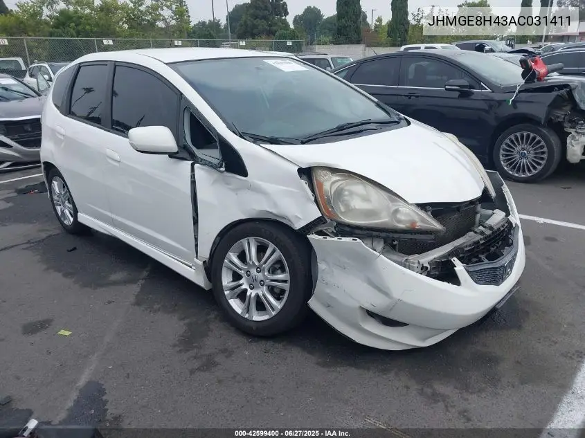 2010 Honda Fit Sport VIN: JHMGE8H43AC031411 Lot: 42599400