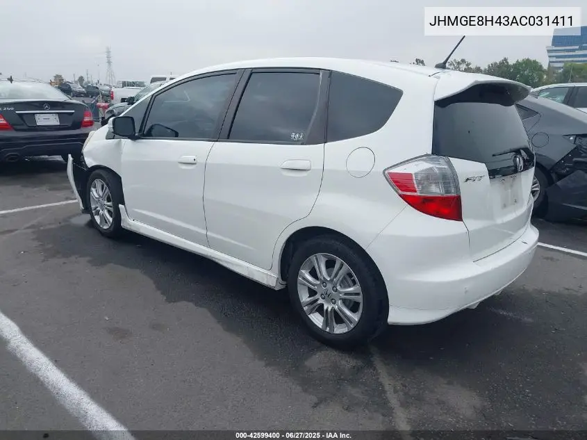2010 Honda Fit Sport VIN: JHMGE8H43AC031411 Lot: 42599400