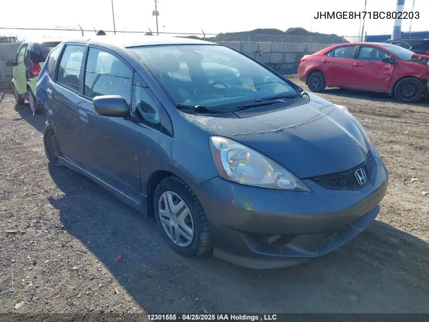 2011 Honda Fit Sport VIN: JHMGE8H71BC802203 Lot: 12301555X